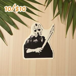 JASON VOORHEES BLACK & WHITE VINYL STICKER – FRIDAY THE 13TH | 2 1/2”